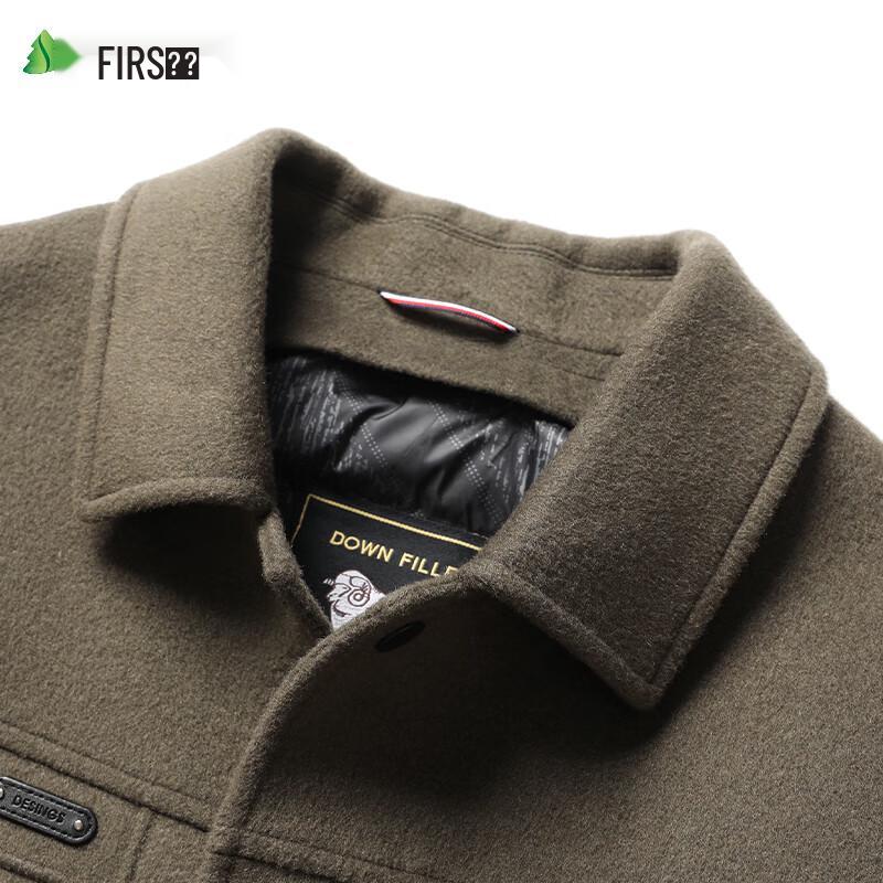 Shanshan Men's Business Casual Wool Jacket with Detachable Goose Down Liner