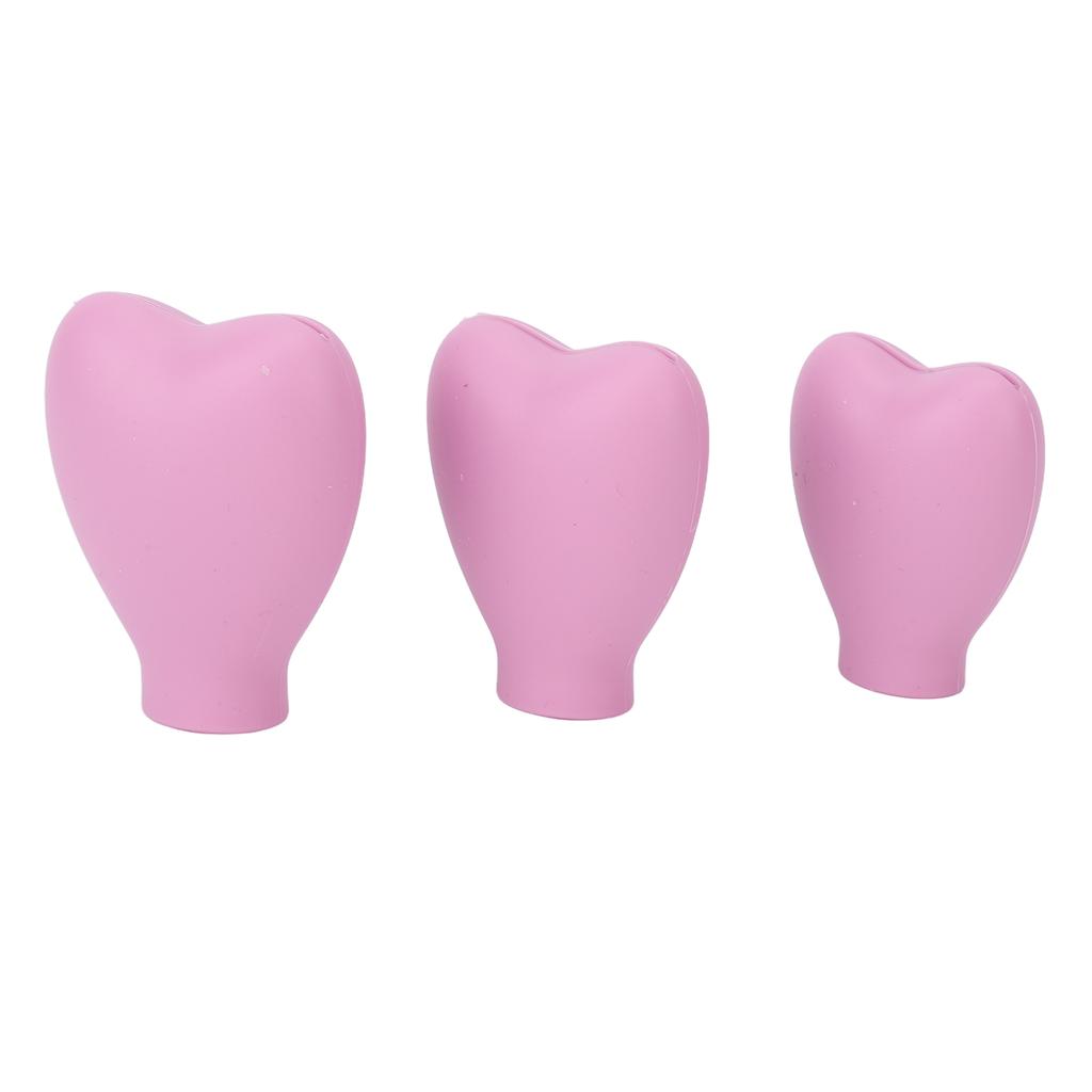 3pcs Makeup Brush Cover Portable Silicone Hrt Shaped Cosmetic Brush Guard for Women Girls