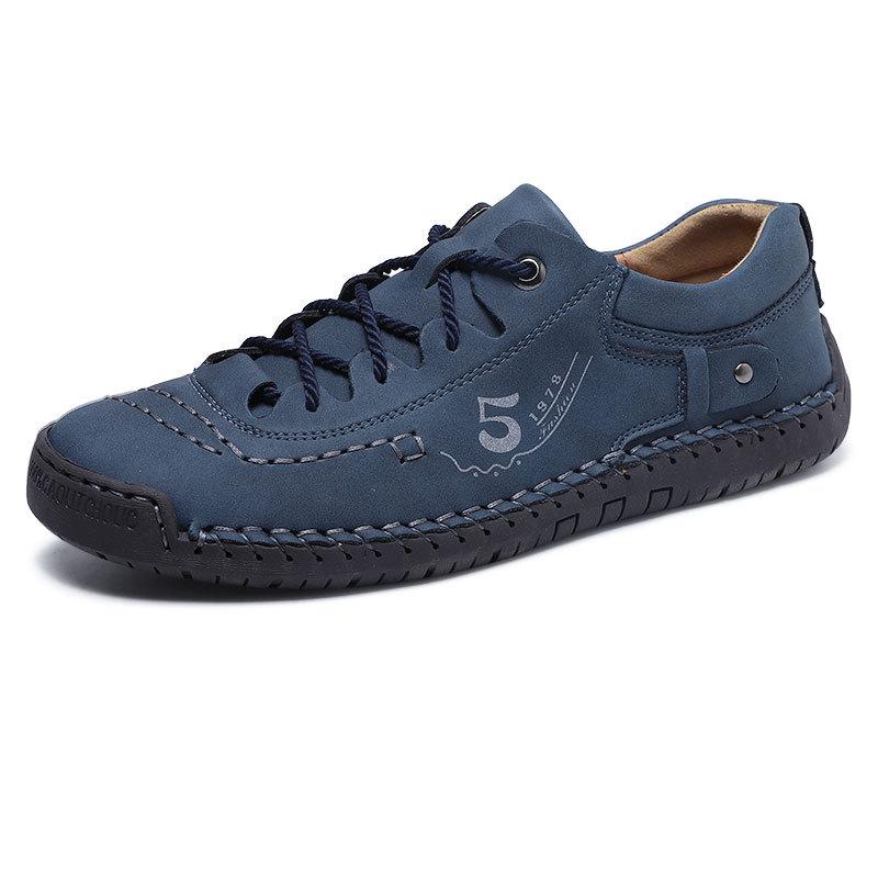 Plus Size Men's Trendy Soft Bottom Wild Breathable Hollowed-out Casual Leather Shoes Driving Shoes Summer