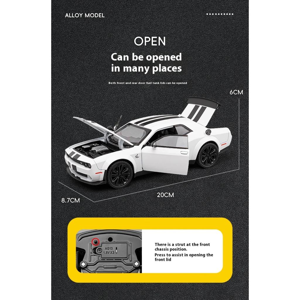 1/22 Scale Dodge Challenger Redeye Hellcat Super Muscle Sports CarAlloy Metal Diecast Car Model Birthday Gift Collection Decoration