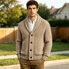 Cardigan a coste da uomo con scialle, monopetto, maglione spesso a maniche lunghe
