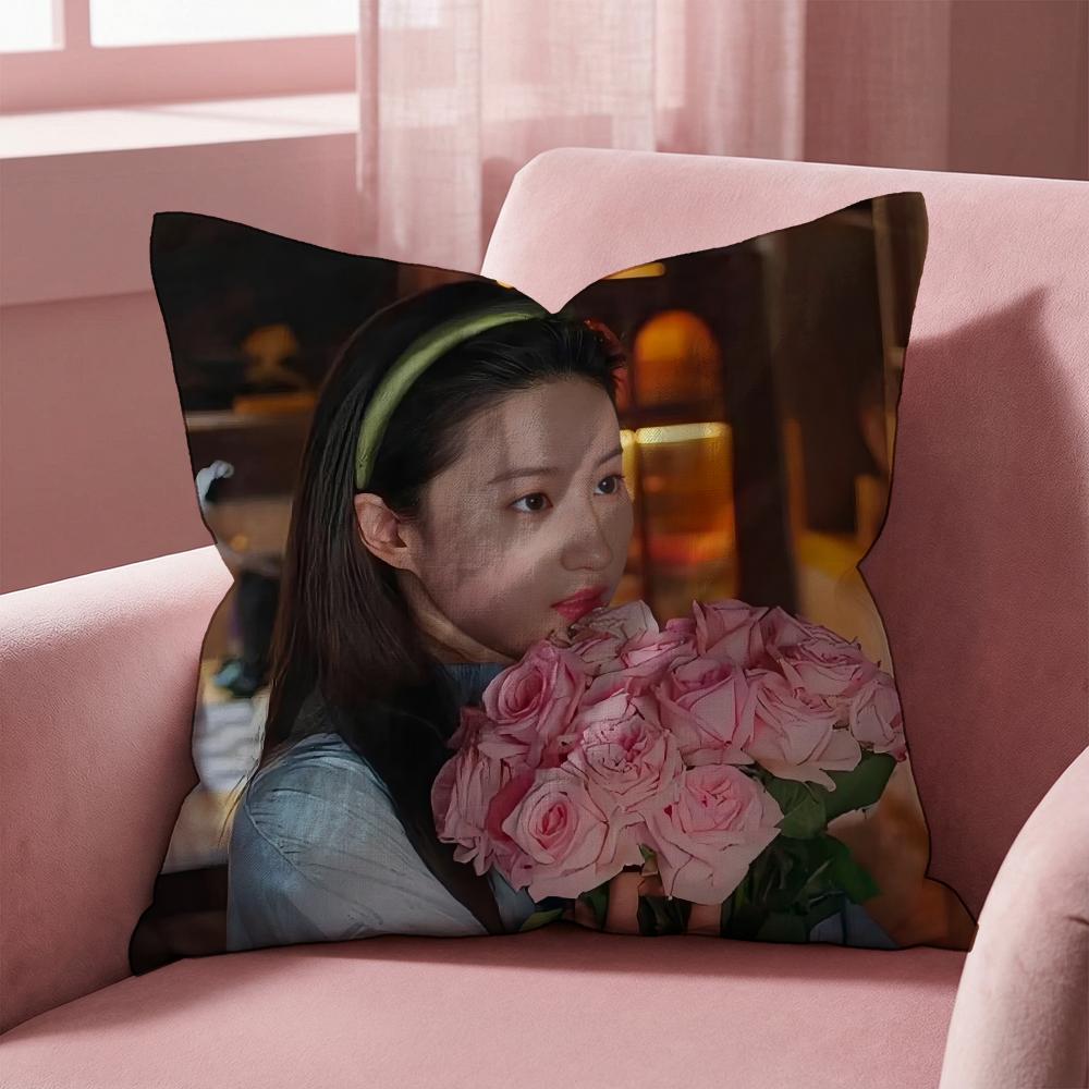 Actress L-Liu Y-YifeiS Cushion Cover Multi-Scene Pillow Cover for Home & Car - Reversible, Soft & Durable for Daily Use