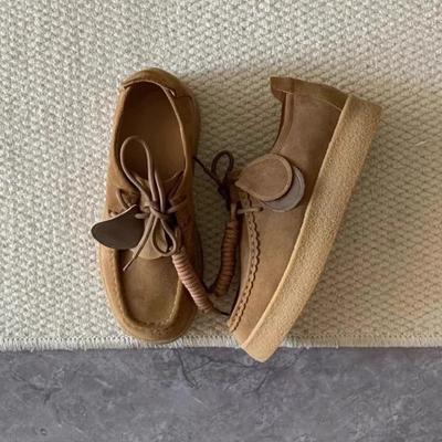 Fashion Women Shoes Nubuck Leather Casual Flat Shoes Leather  Single Shoes Ladies Walking Non Slip Chaussure Femme Zapatos De Mujer