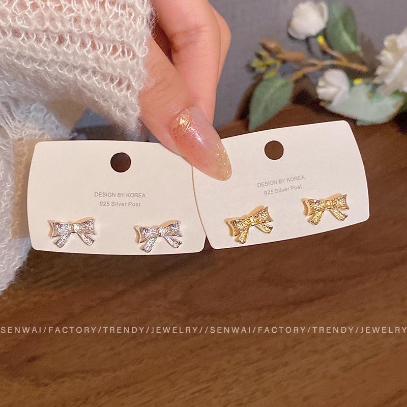 Sweet Temperament Bow Stud Earrings Femininity Earrings Ears