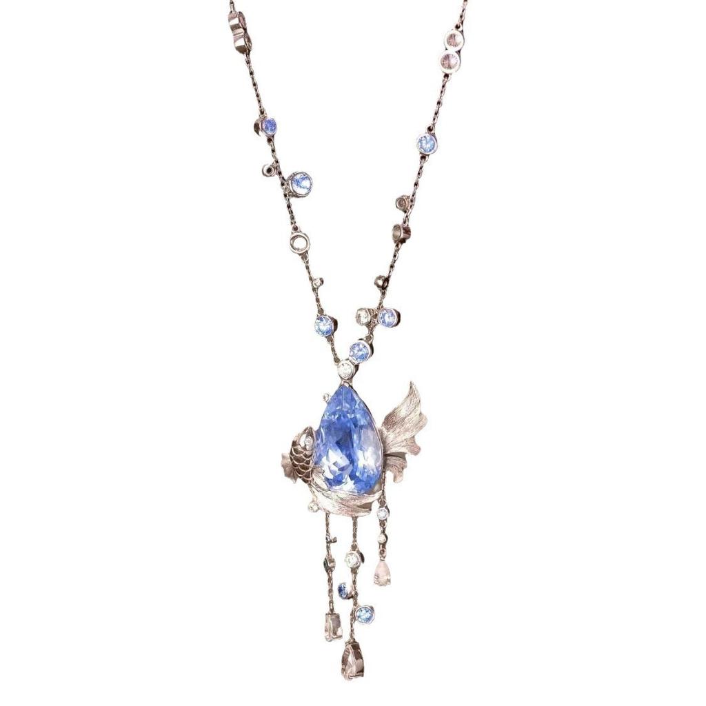 Incarnated As A Fish Koi Fringed Pendant Temperament Necklace Guochao Neck Chain Light Luxury High-End Guochao Collarbone Chain