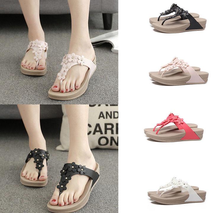 2024 Stylish Summer Wedge Flip Flops For Women Comfortable Beach Sandals With Thick Sole