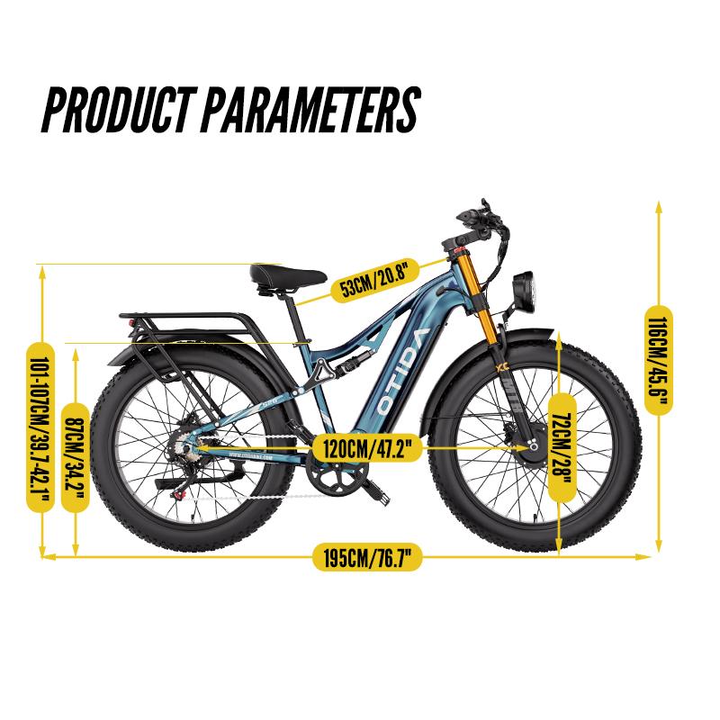 OTIDA S26 3000W 80 km/h dual-motor electric bike, 52V 20Ah, 26-inch wide tyres, electric mountain bike, electric bike for adults