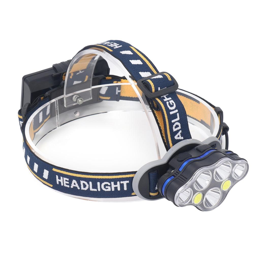 7 Core Headlight Long Range USB Rechargeable Headlamp Outdoor Work Light IPX4 Waterproof Built In Ba
