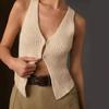 European and American Sexy Woolen Tops Versatile Summer V Neck Sleeveless Sling Hidden Hook Sweater Vest Vest for Women