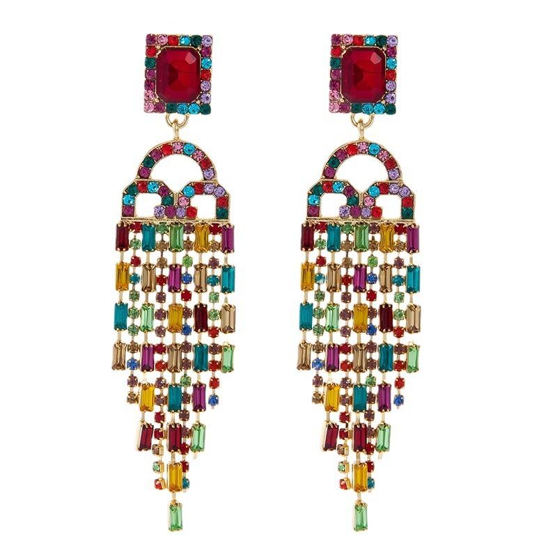 

Модные серьги-кисточки с металлическими кристаллами и стразами в европейском стиле, новый стиль 2024, модные индивидуальные серьги-гвоздики с бахромой и цепочкой в ​​виде когтей фиолетовый