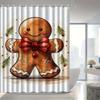 1pc Christmas Gingerbread for Man Cute Cartoon Shower Curtain, High-end Elegant Bathroom Curtain, Bathroom Decoration Pattern