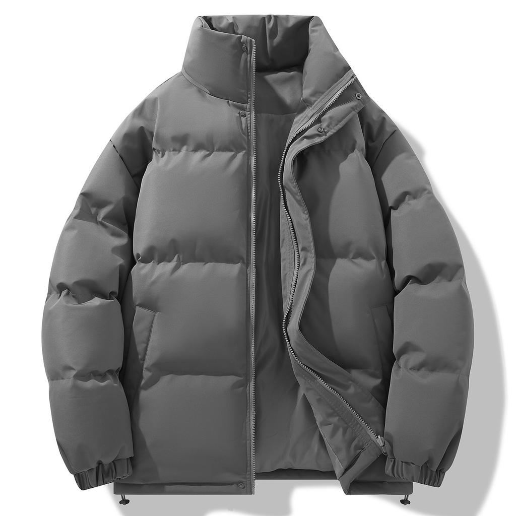 Męska Nowa Zimowa Luźna Bawełniana Kurtka z Kołnierzem Stojącym Jednokolorowa Krótka Ciepła Bawełniana Kurtka Kurtka