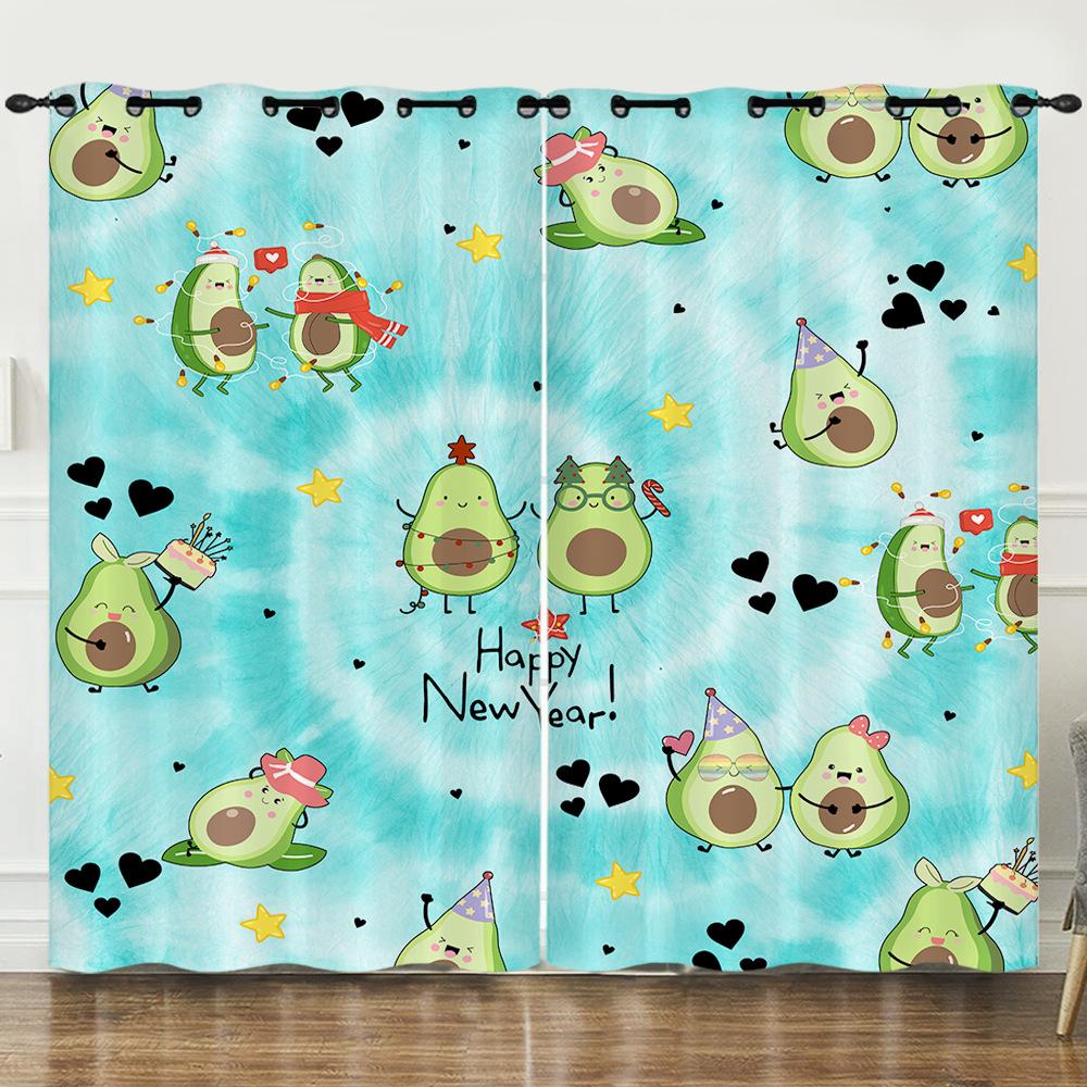 Curtain Cartoon Animal Curtain Digital Printing 3D Blackout Curtain Blindout Bedroom No Punching