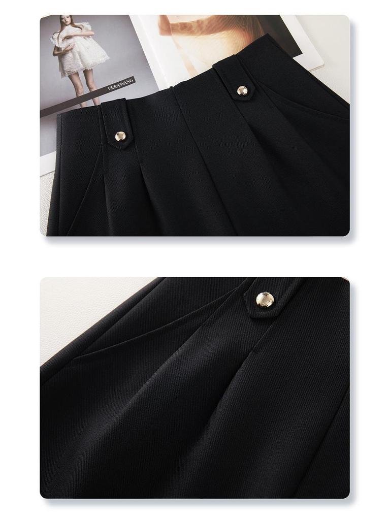 Women's White A-Line Suit Shorts: 2025 Spring Collection, Loose, Wide-Leg, Slimming Casual Four-Point Pants