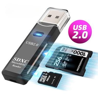 Mini Card Reader USB2.0 2 IN 1 for PC Αναγνώστης μνήμης κάρτας Micro SD TF Προσαρμογέας εγγραφής πολλαπλών καρτών Μονάδα flash Αξεσουάρ φορητού υπολογιστή
