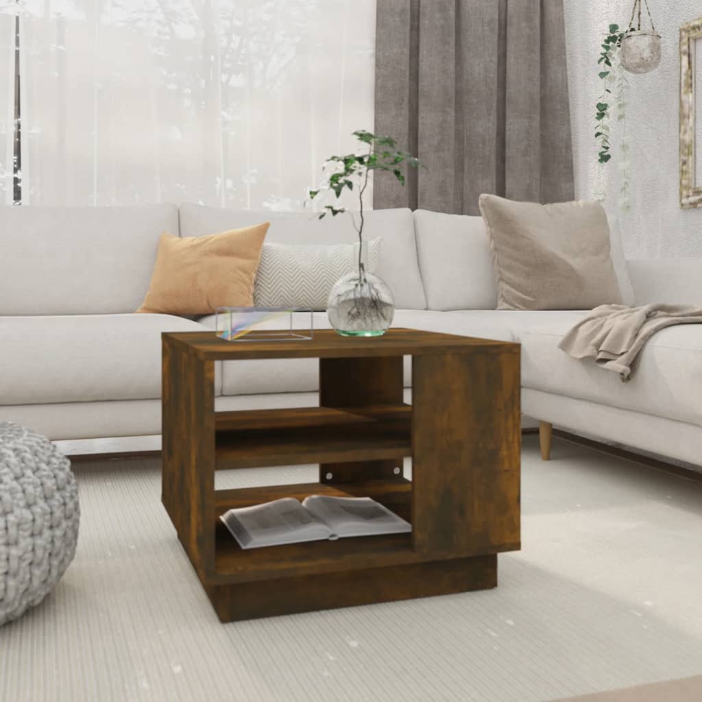 Coffee Table Smoked Oak 55 X 55 X 43 Cm Wood Based Material