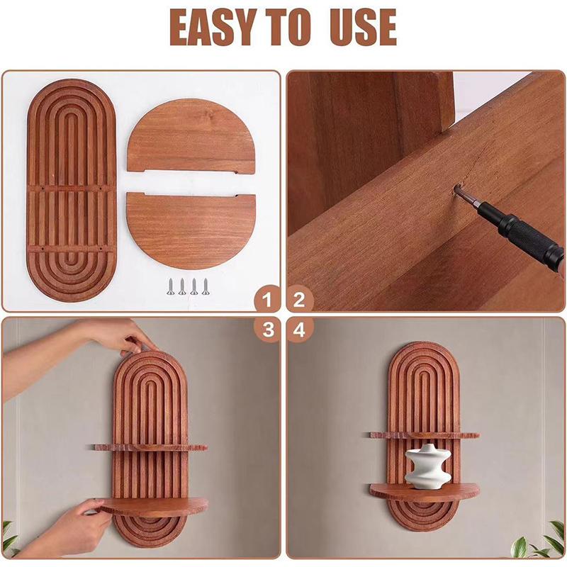 1set Wall Hanging Rack Floating Shelf Arched Storage Rack Geometric Display Rack Boho 2 Colors