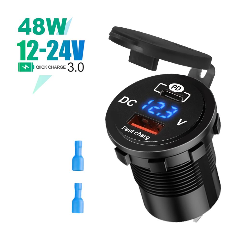 

PD Тип C/QC 3.0 USB зарядное устройство розетка адаптер питания 5 В водонепроницаемый два порта USB быстрая зарядка для смартфона автомобиля лодки морского