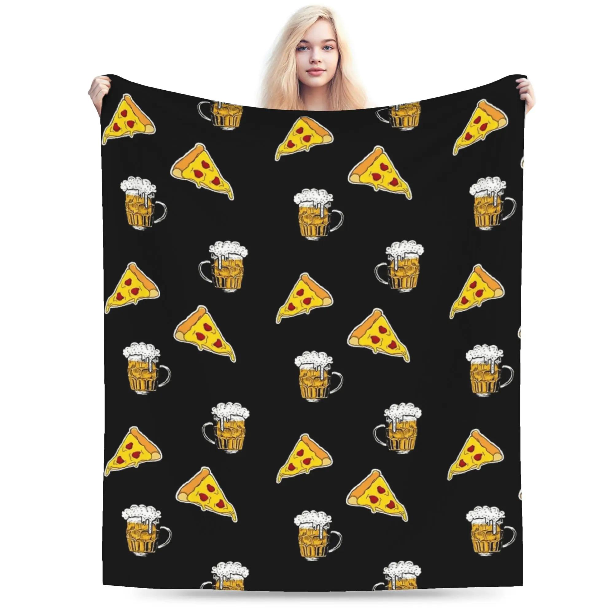Pizza Food Drink Beer Pattern Blanket High Quality Warm Throw for Winter Kids Bedroom Novelty Bedspread 100x150cm