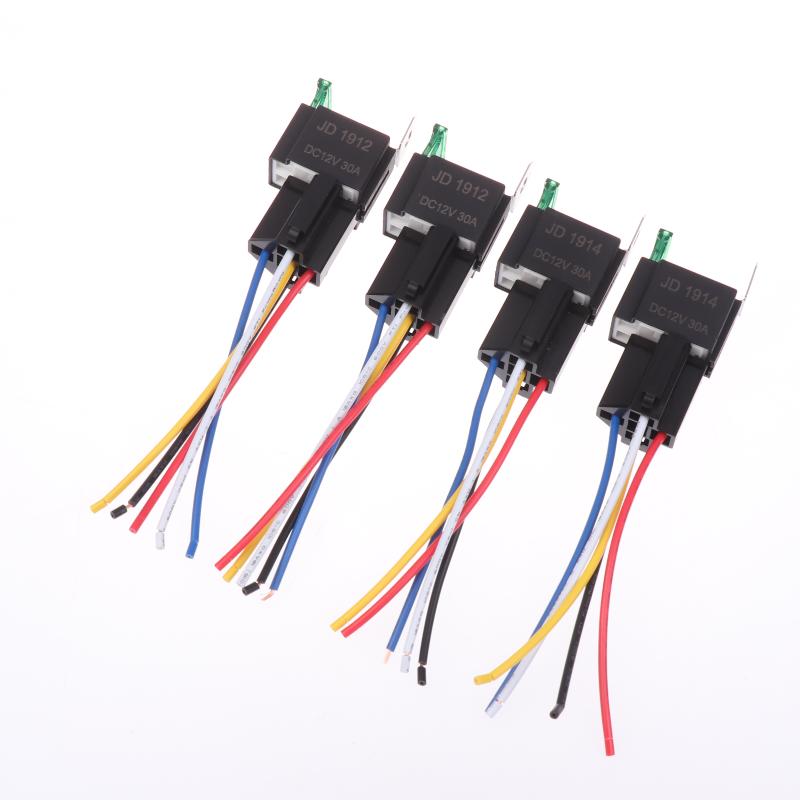 4/5Pin Waterproof 12V 30A Fuse Relay Switch With 14Awg 16 Awg Wire, 12V 4/5 Pin Spst Fuse Relay For Car Truck