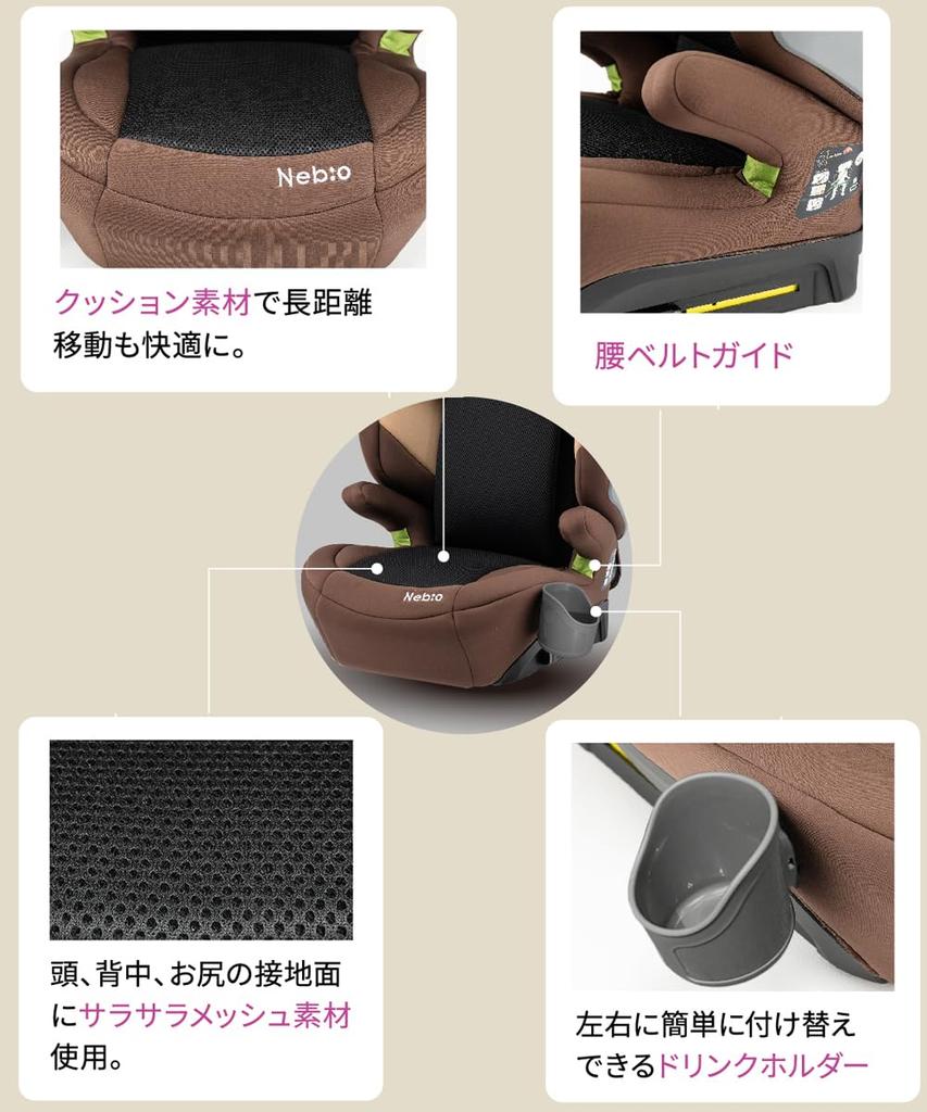 Nebio Junior Seat ISOFIX R129 Compliant Grande Pit i-Size Height 100cm-150cm Ages 3 and a Half To 12 Years Child Seat Kids GrandePit Nebio