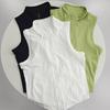 Gilet Sportivo da Donna Senza Maniche con Collo Rialzato ad Asciugatura Rapida per Corsa, Fitness e Yoga