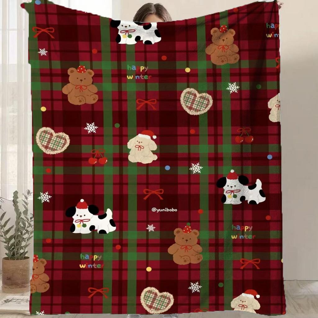 Cartoon Santa Claus Printed Blanket for Sofa Bed Travel Camping Living Room Office Conditioning Blanket for All Seasons Gifts