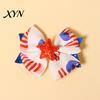 Red And Blue Hair Bows Independence Day Bow Clip for Girls, White Glitter Hairpin, Double Layer Decorative Barrettes with Sequins Star, Fashion