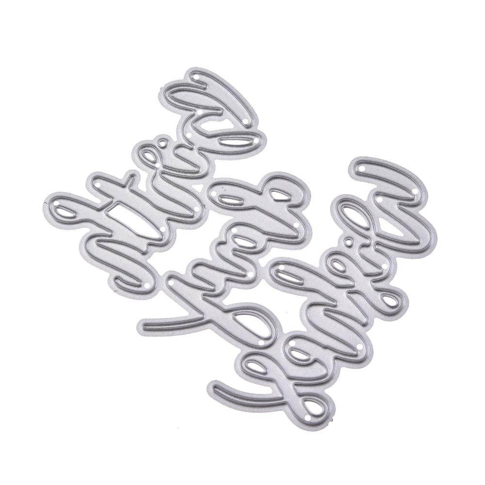 Alphabet Phrase Framework Metal Silvery Stencil Embossing Cutting Dies For Diy Scrapbooking Paper Album Cards Making