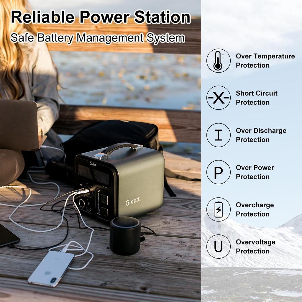 220V 230V Portable Power Station 550Wh Solar Generator 600W(Peak 1000W) 148800mAh AC Outdoor Socket RV/Van Camping Fishing Home