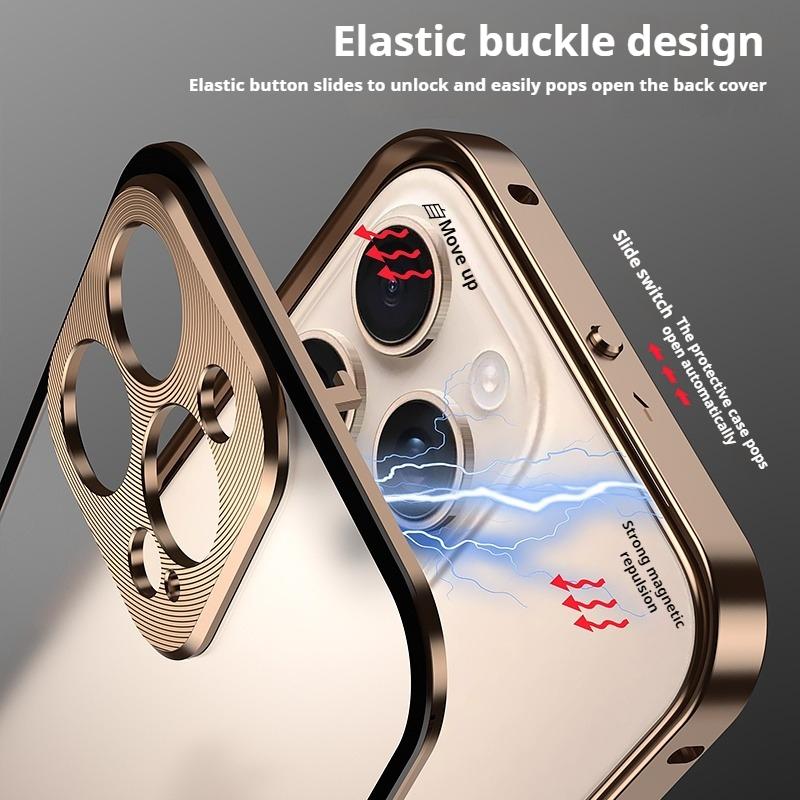 Metal Alloy Metal Frame Phone Case For iPhone 17 Air 16 15 14 13 12 Pro Max Plus Clear Tempered Glass Backboard Bumper Cover