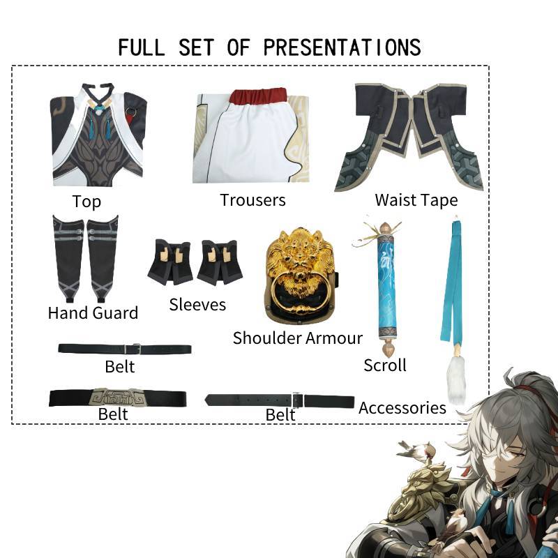 Honkaistar Jingyuan Rail Cosplay Costume Set Halloween Carnival Dress Up Props