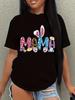Easter Mama Bunny Ears Easter Egg Leopard Print T-shirt