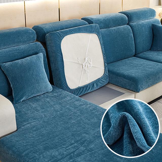 New Thick Elastic Sofa Seat Cushion Covers Solid Color Sofa Cover For Living Room Removable L Shape Armchair Couch Slipcovers