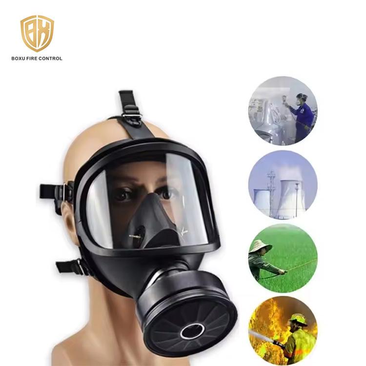 Wide-View Black Full Face Gas Mask: Head-Mounted, Self-Priming Filter for Firefighting, Dustproof, and Gas-Proof Protection Cylindrical Gas Mask