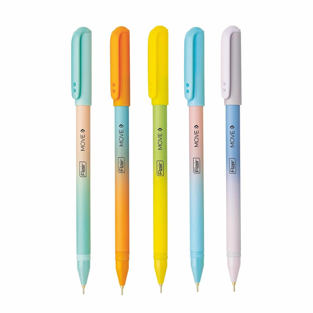FLAIR Move Ball Pen Stand Pack Of 1 x 50 pen Fine Tip Blue Ink Pens Minimalistic Pastel Matte Finish Smooth Writing Clip Design