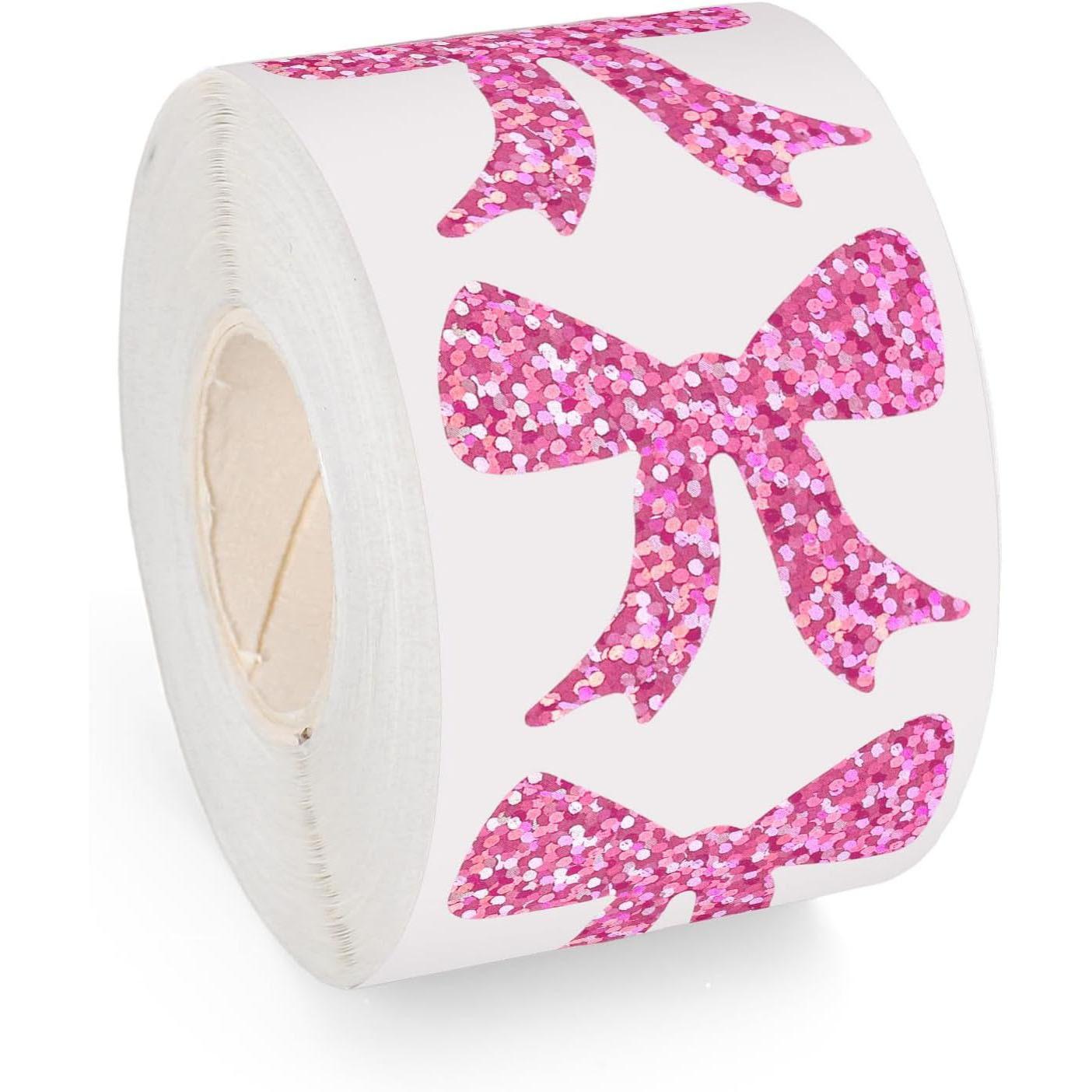 

500pcs/Roll Pink Bow Stickers Label Sealing Sticker Aesthetic Laptop Scrapbooking Luggage Decoration Graffiti Decals
