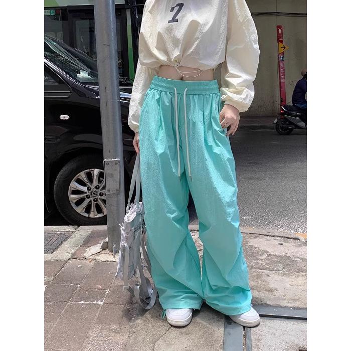 

2025 Women’s Summer High-Waist Quick-Dry Casual Wide-Leg Overalls M світло-зелений колір