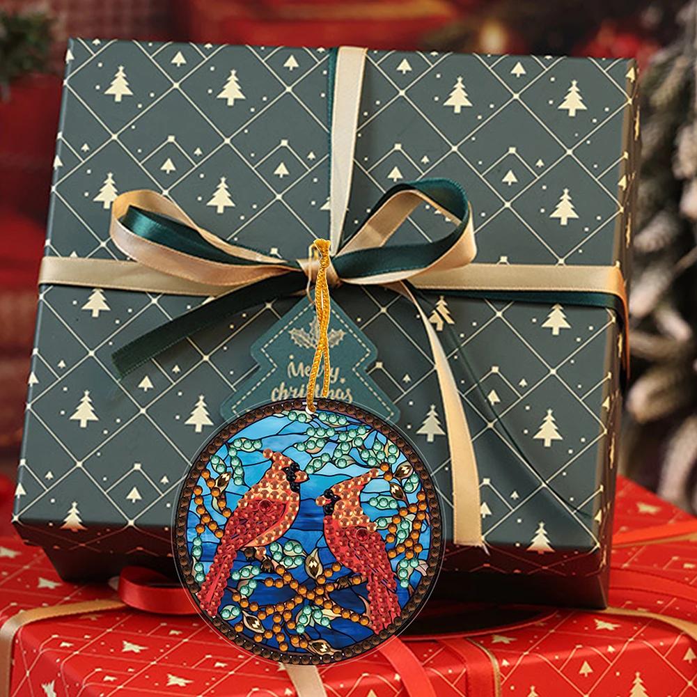 8 PCS Diamond Painting Hanging Pendant Single-Sided 5D DIY Acrylic Crystal Hanging Home Wall Decor for Christmas Decoration Gift