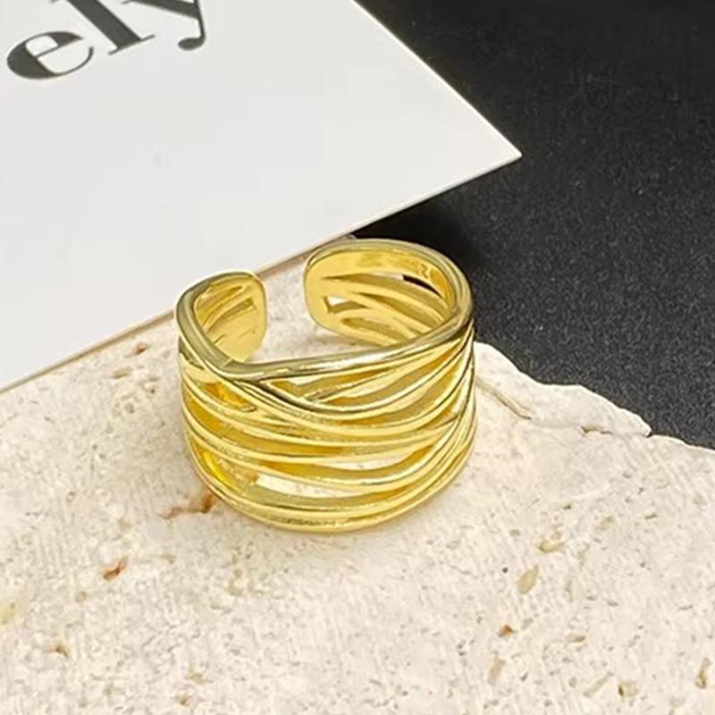 PANJBJ 925 Sterling Silber Dicker Doppelring für Damen Mädchen Geschenk Minimalismus Neutral Öffnend Breiter Schmuck Dropshipping