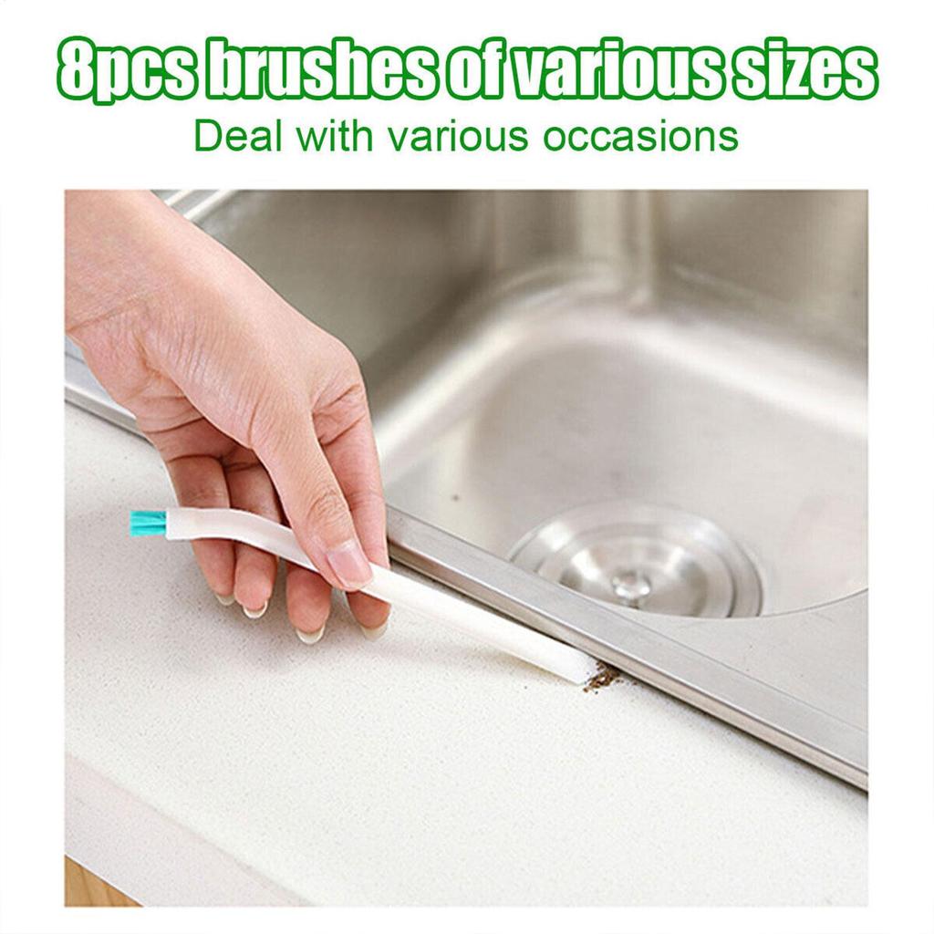 Crevice Brush 8-Piece Tile Cleaner Crevice Cleaning Brush Set For Shower Bathroom Floor Home Car Grill Bottle Toilet Kitchen