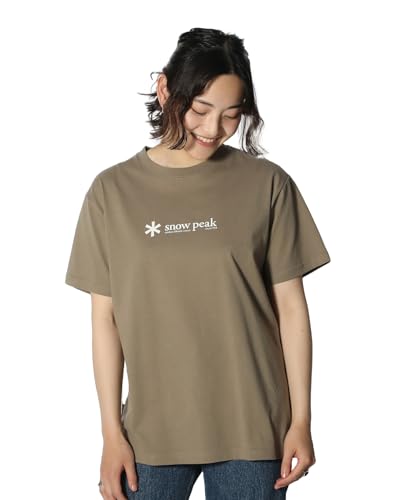 Snow Peak PRO. TS-25SU401 Soft Cotton Logo Short Sleeve T-Shirt, Size L, Perfect for Festivals, Camping, and Outdoor Activities
