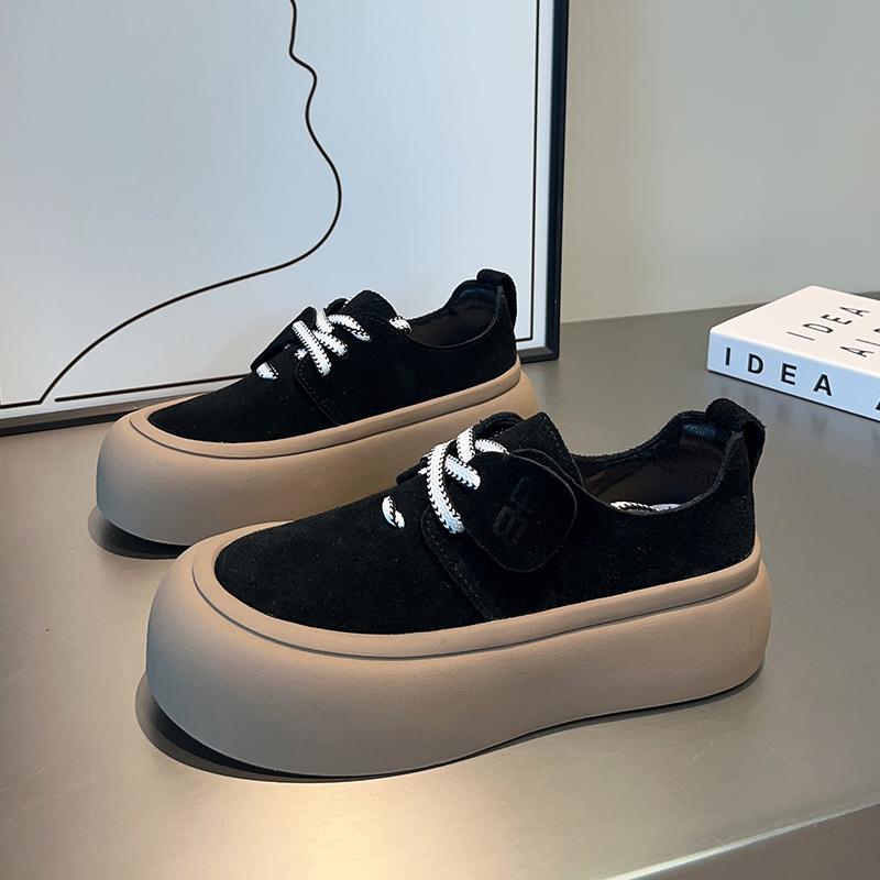 Schuhe Damen Vollrindleder Taschenkopf neu Herbst und Winter weichsohlige Einzelschuhe dicksohlige flachsohlige Schnürschuhe Boken Damenschuhe