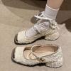 Spring and summer 2026 new thick-heeled women's small fragrant temperament Mary Jane shoes French evening single shoes
