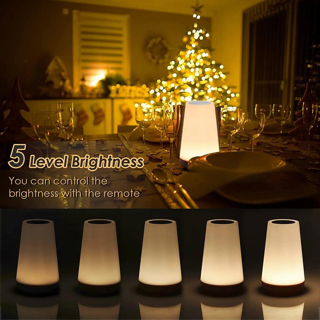 LED Rechargeable Night Light Table Lamp with 13 Colors and Touch Remote Control Dimmable RGB with Warm White Light for Bedroom