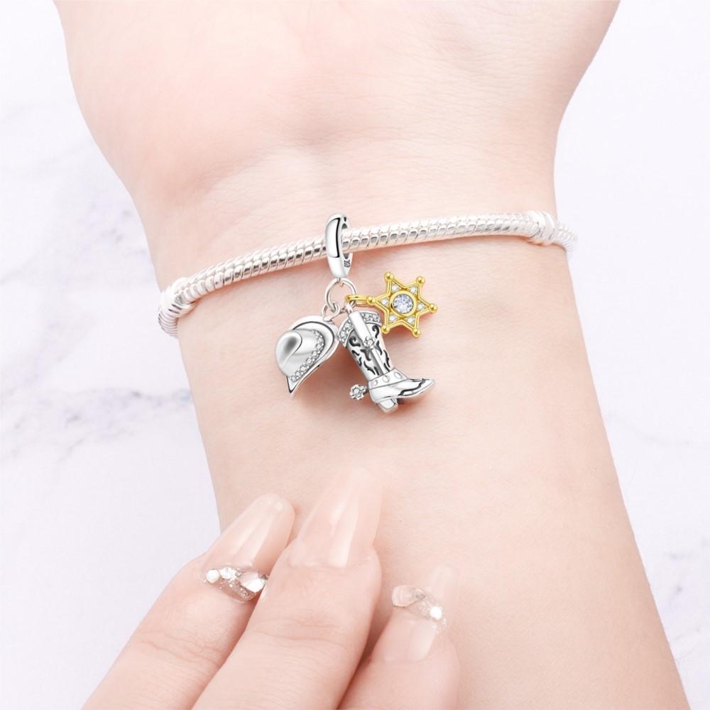 925 Silver Western Cowboy Boots Hobby Series Pendants Bracelet Charms Fit Jewelry Party Beads DIY Fine Gifts Accessory