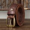 Retro Personality First Layer Cowhide Engraved Belt Men'S Leather Pin Buckle Young People Fashion Denim Casual Pants Belt