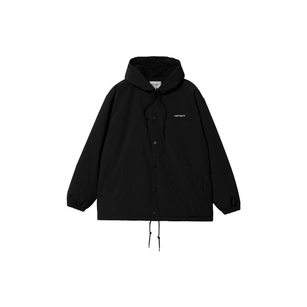 Carhartt WIP FW23 Tour Series Coach Jacket Solid Color Letter Drawstring Hooded Coach Jacket Men Jacket Black I032247-0D2-XX