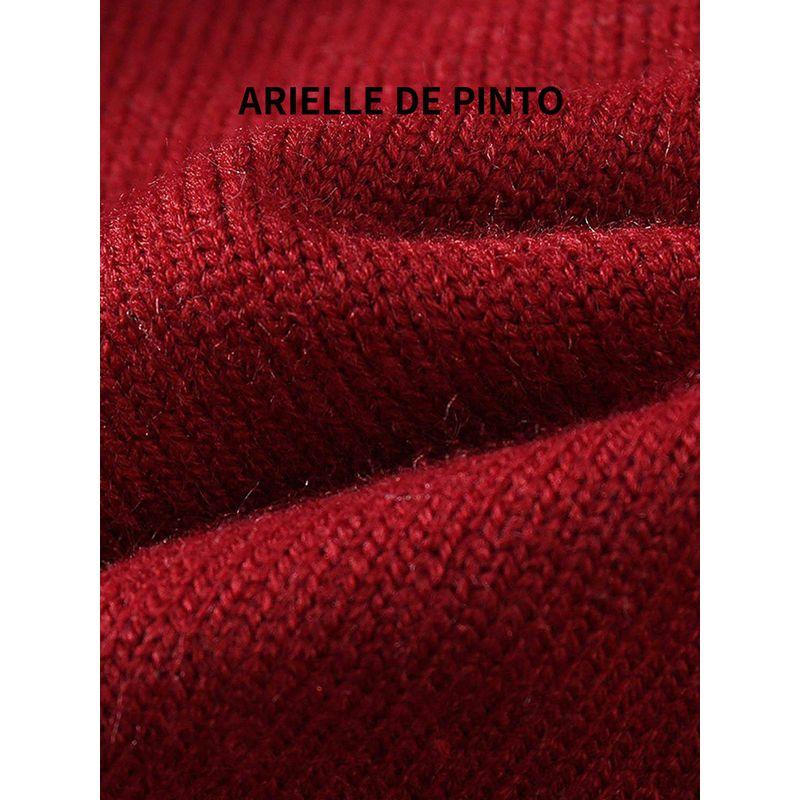 French Arielle De Pinto Girls' Winter Sweater, Red New Year's Greeting Knitwear for the Year of the Horse