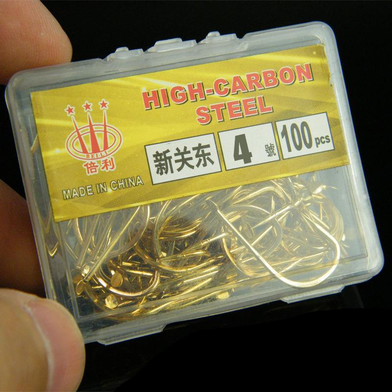

100 шт. Kanto крючки без бородки Golden Fish с длинным цевьем Black Pit Carp и рыболовные снасти для карпа